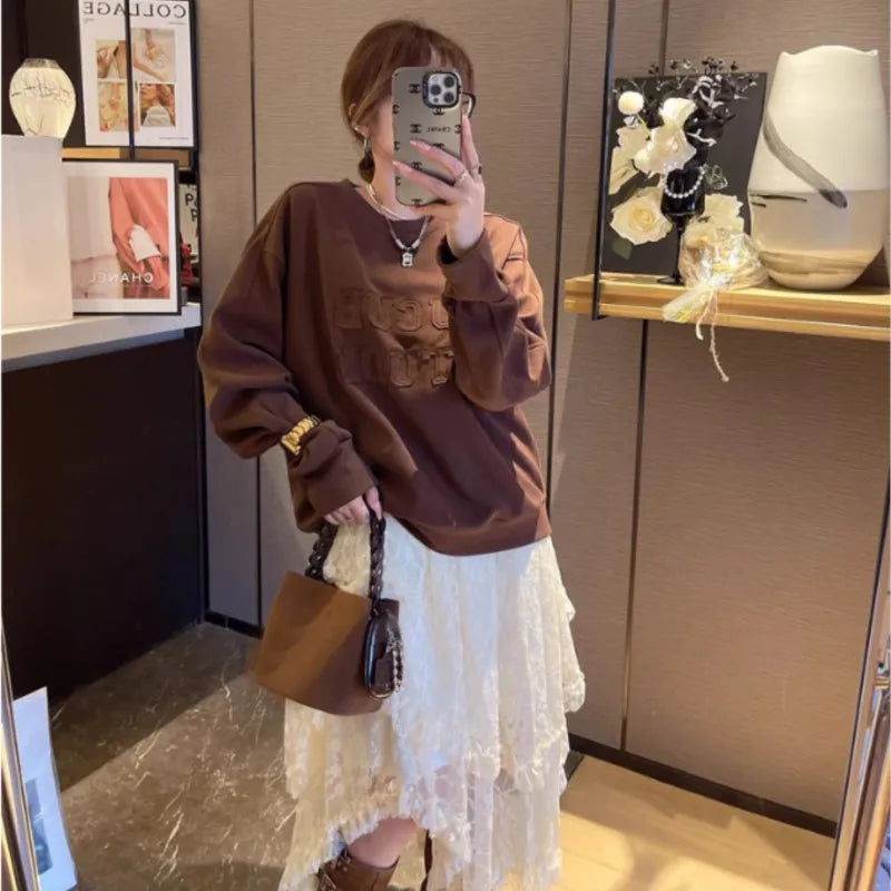 LIZAKOSHT  -  Retro Matte Bucket Handbag Women Suede Woven Handle Shoulder Bag Ladies Harajuku Everyday Casual Versatile Crossbody Bag