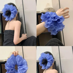 LIZAKOSHT  -  1PC Ruffled Ruffled Oversized Large Intestine Hair Scrunchie - Versatile Double-Layer Hair Rope, Hair Ornament, Hair Accessory