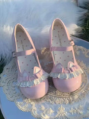 LIZAKOSHT  -  Cat Story Lolita Cute Bow Middle Heel Round Head Luo Shoes Japanese Sweet Girl Tea Party Single Shoes