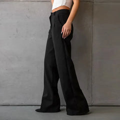 LIZAKOSHT  -  Commuter Style Versatile Casual Straight Leg Pants Women's Autumn New Black Loose Fashion Draped suit trousers Office Ladies