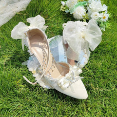 LIZAKOSHT  -  women's luxury low heel shoes lolita mary jane shoes Weddings bridal shoes bow butterfly y2k slingback heels for ladies