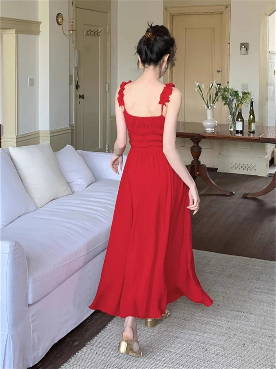 LIZAKOSHT  -  Spaghetti Strap Dress Women New Summer Elegant Holiday Backless Evening Party Vestidos Dresses Female Slim Korean Clothes