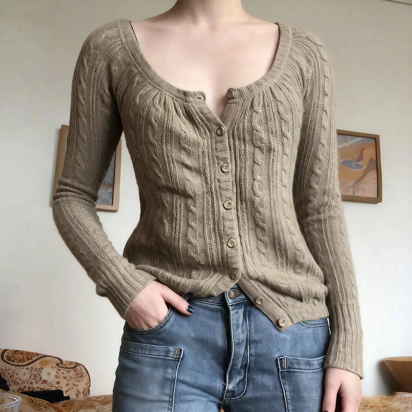 LIZAKOSHT  -  American retro-breasted cardigan with elegant temperament and women's knitted top