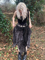 LIZAKOSHT  -  Dark Printed Skirts Femme Clothing Party Clubwear Chic Black Gothic Irregularly Skirt Streetwear Women's Basics Summer