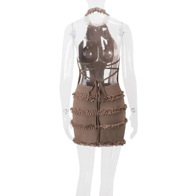 LIZAKOSHT  -  Retro Sequin Slim Backless Mini Dress Y2K Vintage Women Sleeveless Sexy Dresses Elegant Party Club Summer New Vestidos