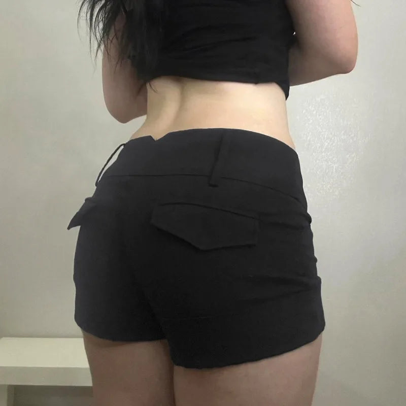 LIZAKOSHT  -  Punk Fashion American High Street Low Waist Summer Shorts Y2k Aesthetic Slim Harajuku All Match Short Pants Spice Girl Trousers