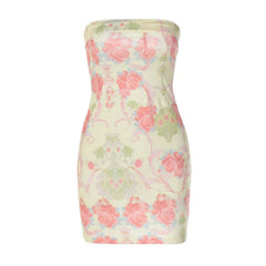LIZAKOSHT  -  Sexy Slim Elegant Fit Floral Print Wrap Chest Dress Fashionable Elegant Tight Bodycon Warp Hip Dress Quality Women's Clothing