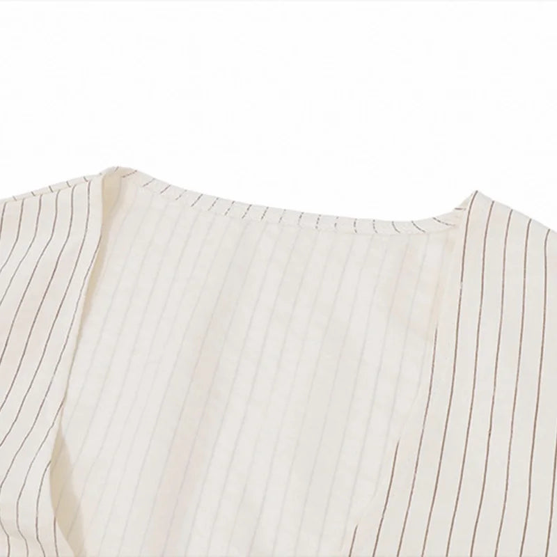 LIZAKOSHT  -  Lace Patchwork Contrast Sexy 2-Piece Club Outfits Female Stripe Print Full Sleeve Lacing Crop Cardigan+Mini Wrap Slit Skirt