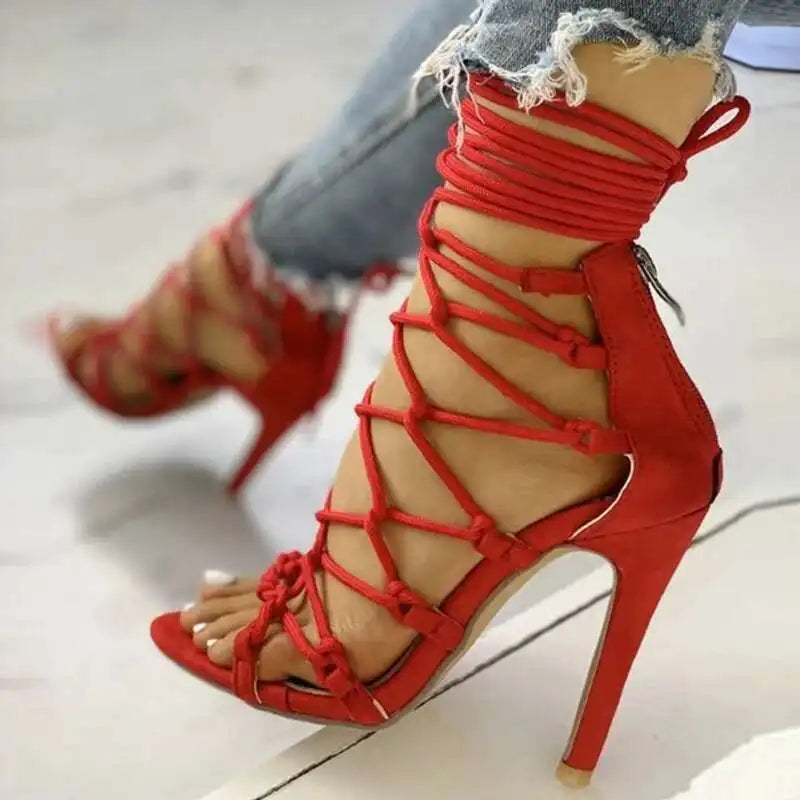 LIZAKOSHT  -  Cross Strap Open Toe Women's Sandals Pumps Shoes Women Sandals Sexy High Heels Shoes