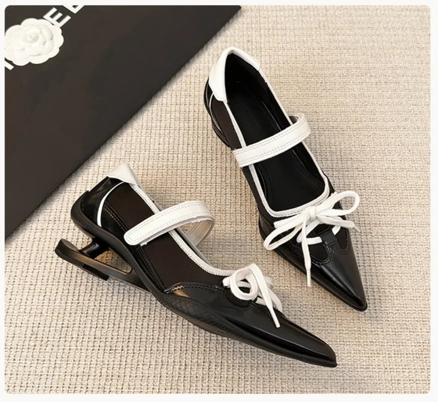 LIZAKOSHT  -  Fashion Pointed Toe Butterfly Knot Strange Style Mary Jane Shoes Women Designer Sports Ballet Shoes Elegant Party Dress Pumps