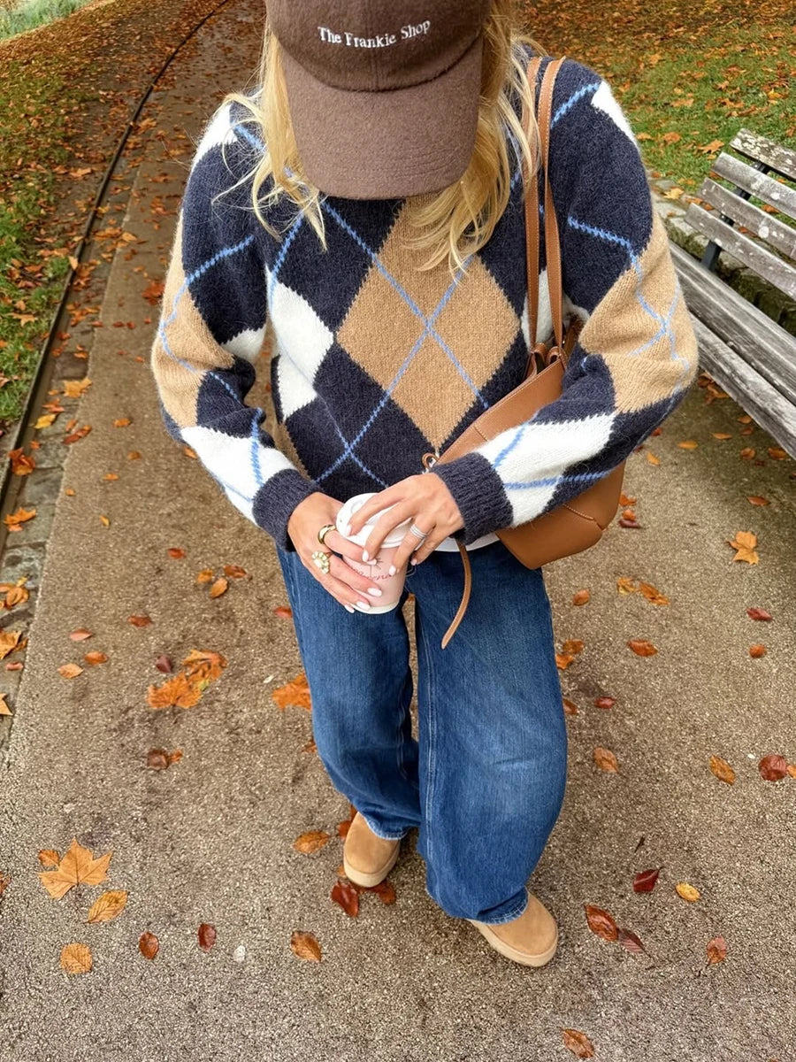 LIZAKOSHT  -  Navy Sweaters Woman Autumn Round Neck Long Sleeve Short Pullover Top Female Vintage Streetwear Preppy Style Jumpers New