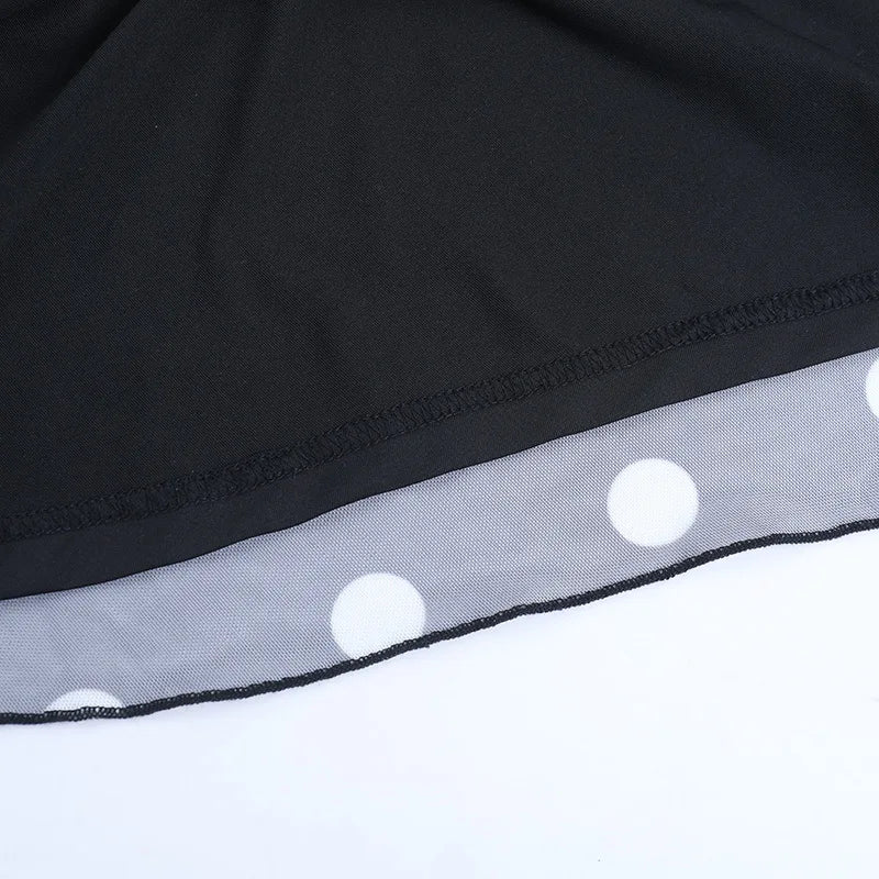 LIZAKOSHT  -  Polka Dot Printed Irregular Split Women Skirt Black High Waist Ruffles Slim Long Skirt Female Spring Casual Streetwear