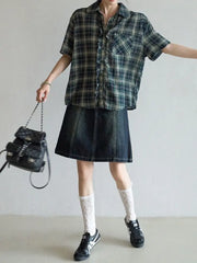 LIZAKOSHT  -  Vintage High-waisted Denim Skirt Women's 2026 Summer A-character Women's Mid-skirt