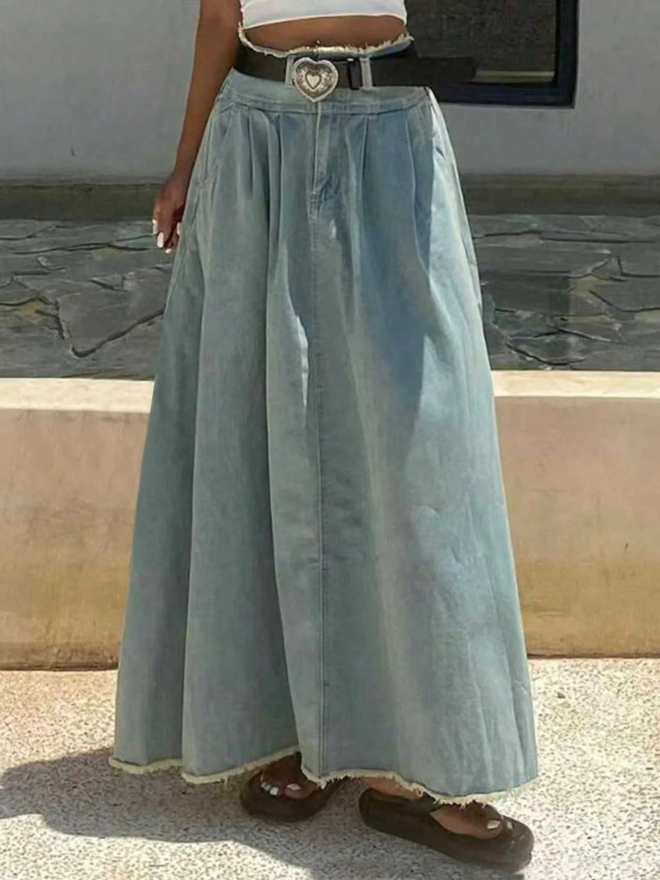 LIZAKOSHT  -  Spring New American Style Casual Elegant Versatile Denim Skirt Straight Cut Long Casual Chic Midi Skirt for Daily Wear