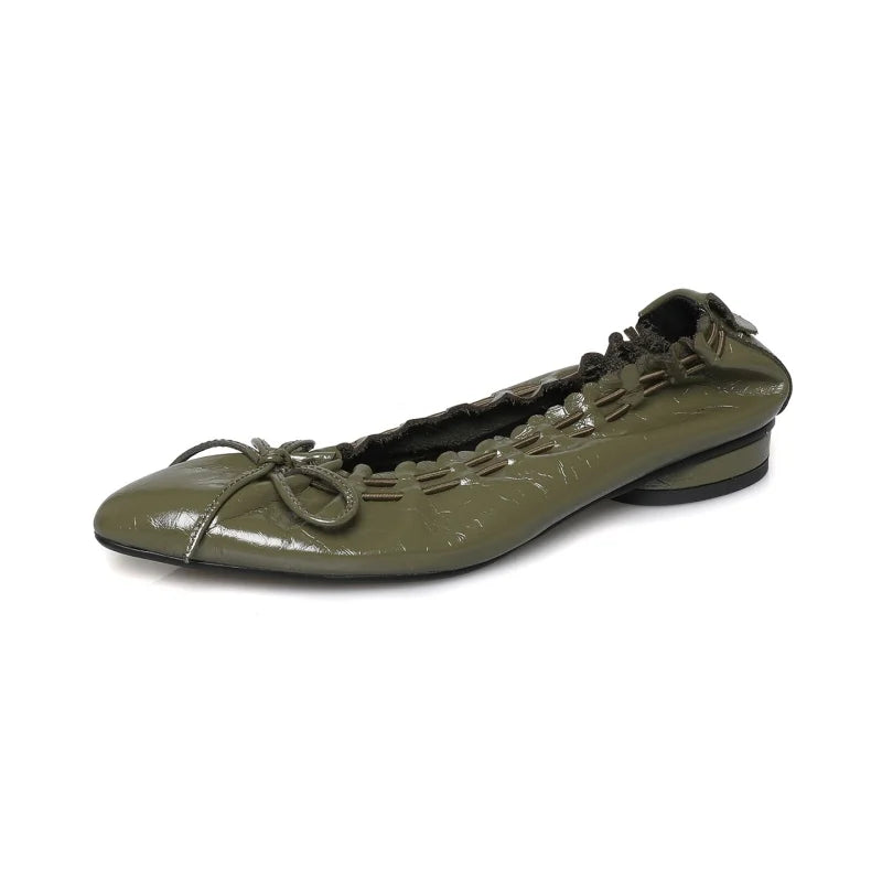 LIZAKOSHT  -  Fashion Women's Shoes New High Quality Genuine Leather Shoes Pointed Fold Soft soled Shoes Daily Lightweight Shoes