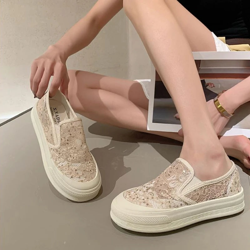 LIZAKOSHT -  Female Footwear Transparent Women's Shoes Off White Loafers High on Platform Clear Fashion Korean Luxury Cheap Y2k Sale 39