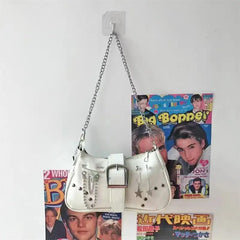 LIZAKOSHT  -  Fairy Grunge New Trendy Chain Star Hottie Cool Shoulder Crossbody Bag Korean Fashion Y2K  Punk Vintage Purses and Handbags