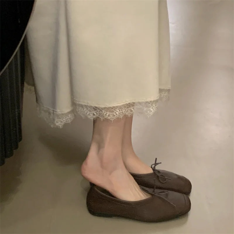 LIZAKOSHT  -  Women's Vintage Flats Comfortable Leather Ballet Shoes Female Soft Dress Shoes Mujer Slip On Loafers Mujer New Woman Shoes