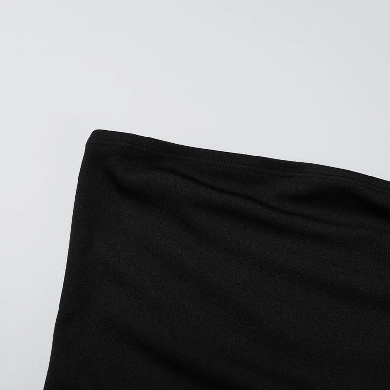 LIZAKOSHT  -  Spring/Summer Fashion Sexy Temperament Strapless Dress Slimming Splicing Black Strapless Evening Party Gowns Lady Clubwear