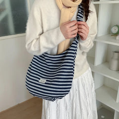 LIZAKOSHT  -  New Fashion Striped Commuter Bag Large Capacity Women's Simple Underarm Ladies Single Shoulder Bag Urban Minimalist Style