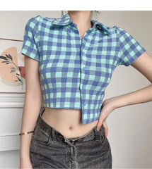 LIZAKOSHT  -  T-Shirt Asymmetrical Polo Collar Women'S Design Sweet Slim Short-Sleeved High-Waisted Summer Versatile Outer Shirt Top