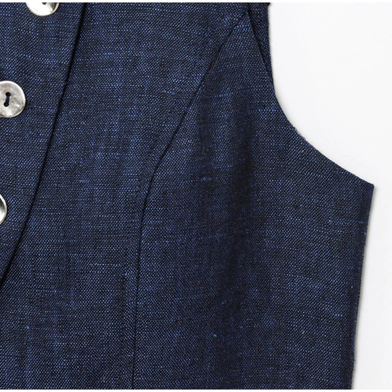 LIZAKOSHT  -  Solid Single Breasted Waistcoat Pants Set Women Fashion Sleeveless Tank Top Button Straight Trousers 2025 Lady Casual New Suit