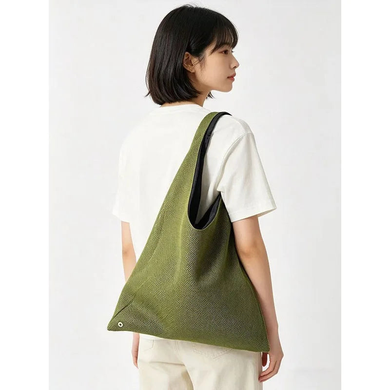 LIZAKOSHT  -  Fashion Knitted Handheld Black Mesh Single Shoulder Bag Lightweight Breathable Shopping Versatile Large Capacity New Mod...