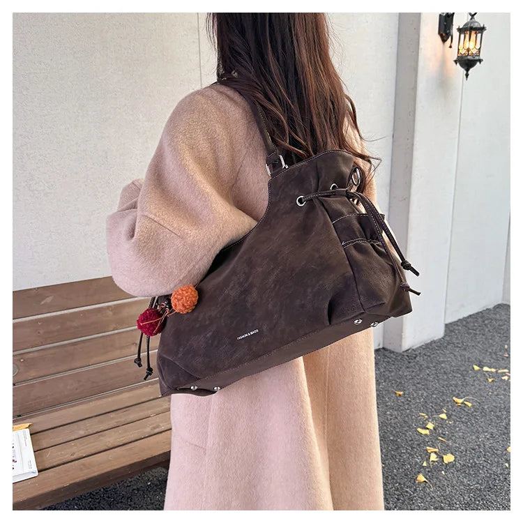 LIZAKOSHT  -  Simple Fashion Suede Crossbody Bag Women Large Capacity Shoulder Bag for Work Comfortable and Versatile Texture Commuting Bag