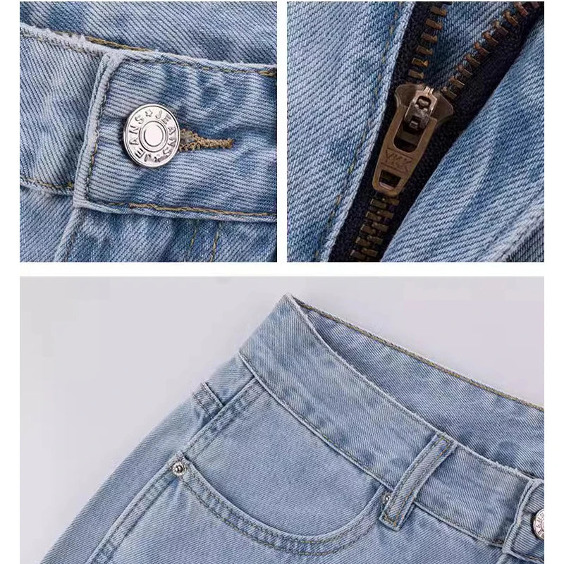 LIZAKOSHT  -  Slit Flared Jeans For Women Spring And Summer New Style High-waisted Slimming Petite Split Jeans Women's Straight Pants
