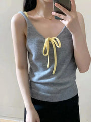 LIZAKOSHT  -  Korean Sweet Solid Color Sleeveless Cami Fashion Sheath Tanks Top 2025 Summer Women Y2k Slim Fit Crop Top Female Knitted Vest