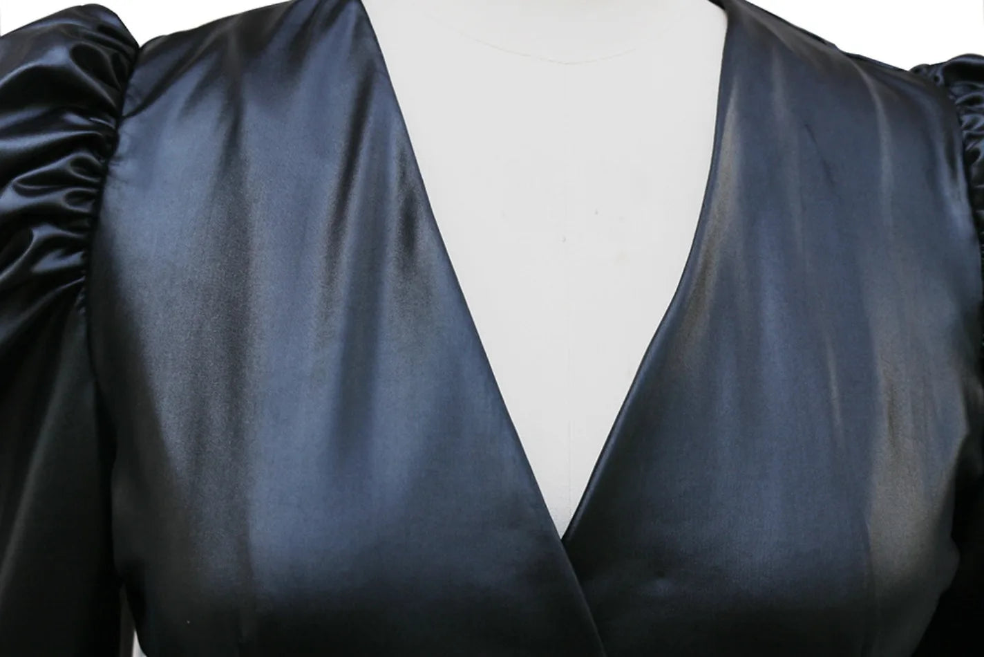 LIZAKOSHT  -  Fashion Containing Belt High Waist Office Lady Mini Dress Solid Color Dress Women V-neck Long Puff Sleeve Slim Fit Dress