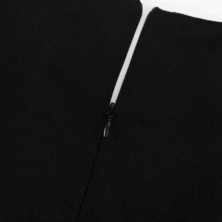 LIZAKOSHT  -  Summer Black Ruffled Mini Dress Female V-Neck Long Sleeve Solid Commute Elegant Party Dress Evening Women's Bodycon Dress