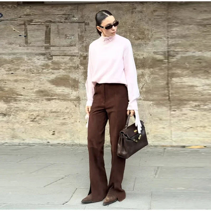 LIZAKOSHT  -  Chic Knitted Glove Sweater Women Casual Solid Full Sleeve Holes Stand Collar Loose Sweaters Female Fashion Lady Outwears
