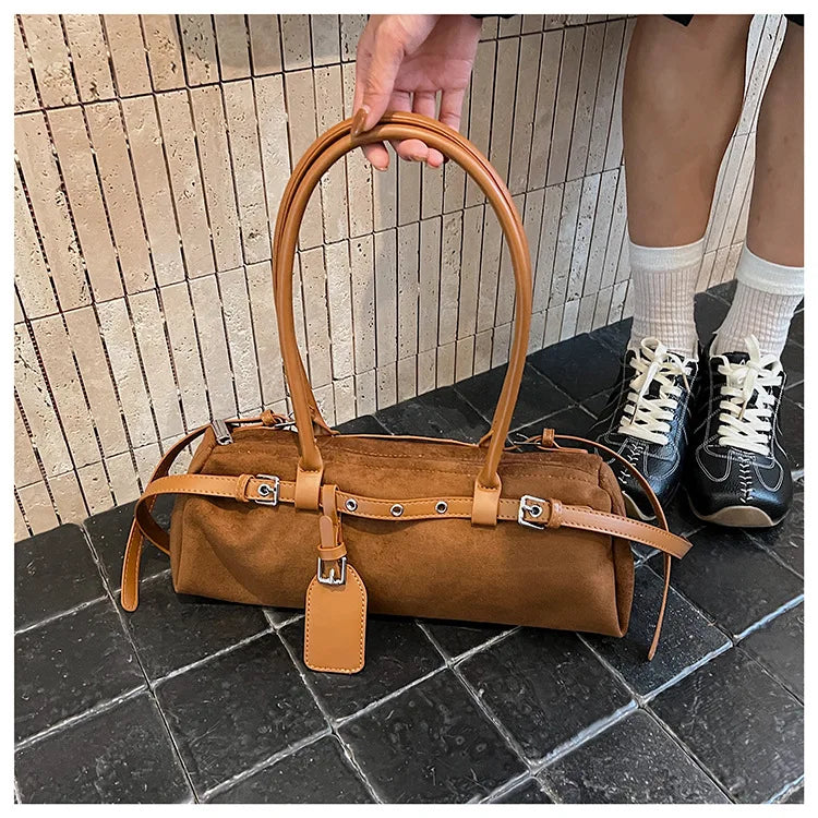 LIZAKOSHT  -  Vintage Faux Suede Shoulder Bag for Women Handbags tassel Female Armpit bag Designer ladies totes burgundy bolsa feminina