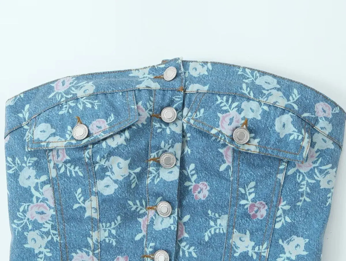 LIZAKOSHT  -  Europe and America in The Summer of 2025, The New French Retro Temperament Printed Top+irregular Skirt Suit.