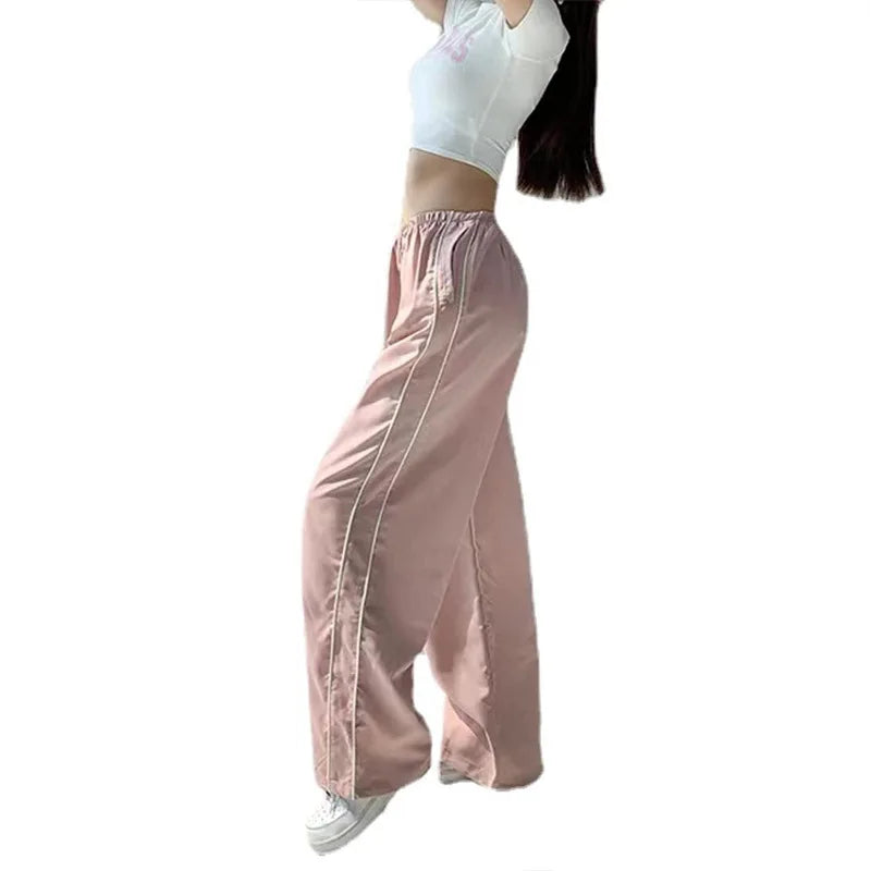 LIZAKOSHT  -  Fashion Vintage Baggy Cargo Pants for Women Y2K Drawstring Elastic Low Waist Parachute Pants Sweatpants Loose Hippie Pant