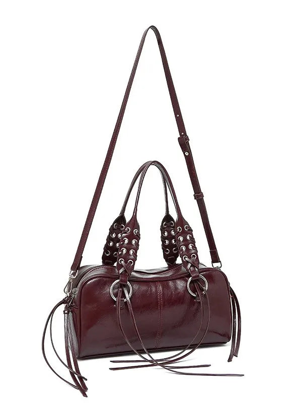 LIZAKOSHT  -  Vintage Rivet Braided Rope Handbag Women Large Capacity Motorcycle Style Bag Ladies Harajuku Hot Girl Tassel Y2k Crossbody Bags