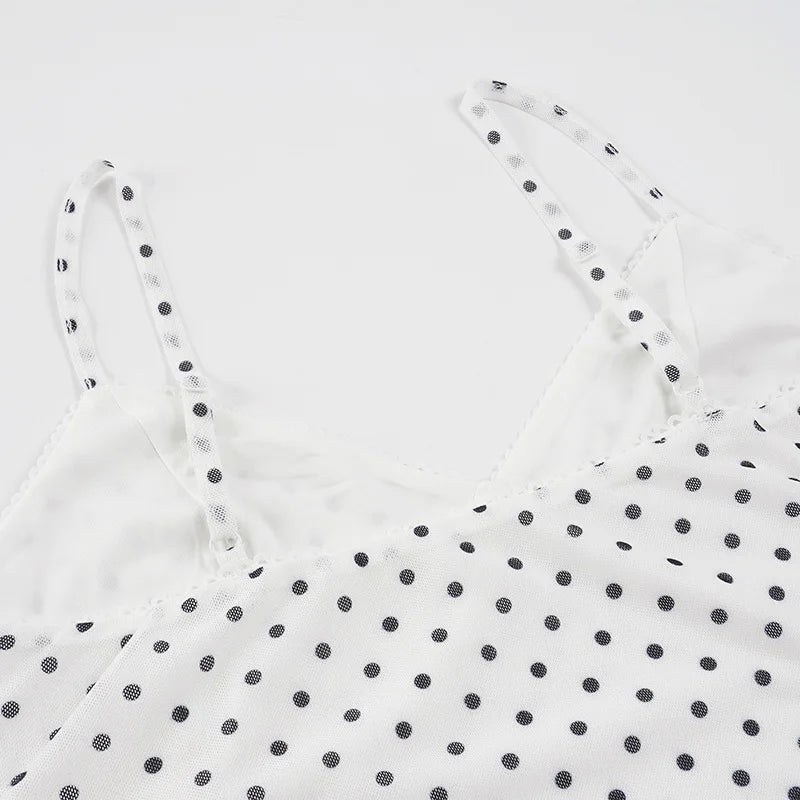 LIZAKOSHT  -  French Fashion Elegant Polka Dot Maxi Dress V-Neck Strap For Women Slim Fit Bodycon Long Dress Holiday Party Outfit