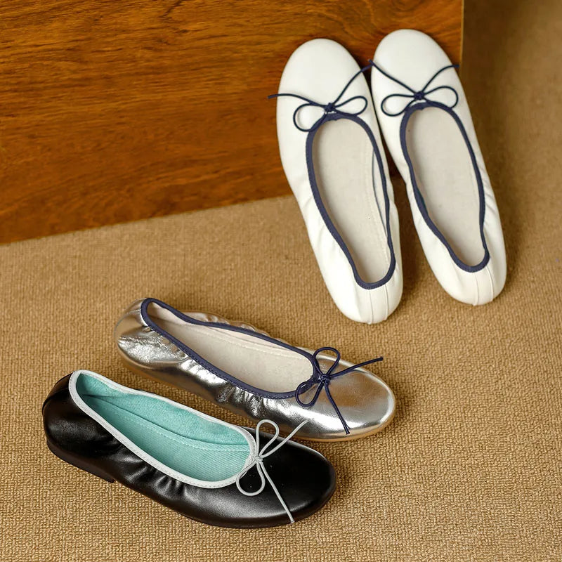 LIZAKOSHT  -  Cosy Soft PU Leather Round Toe Flat Heels Woman Sandals Fashion Butterfly-kont Daily Dress Casual Shoes