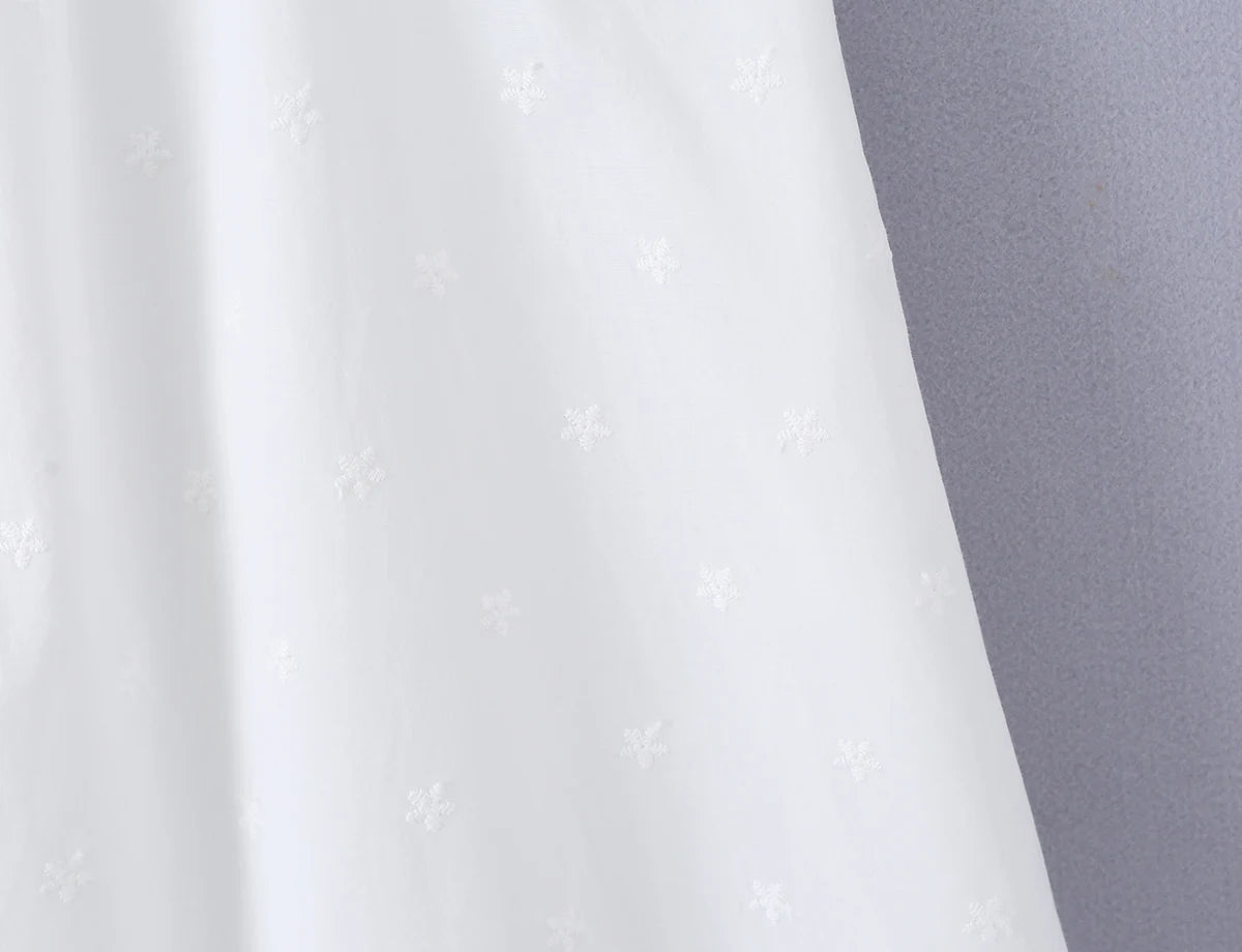 LIZAKOSHT  -  Bohemian White Embroidery Flower Tide Bow Spaghetti Strap Dress Woman Wood ears Ruffles Hem Swing Loose Swing Mini Dresses Robe