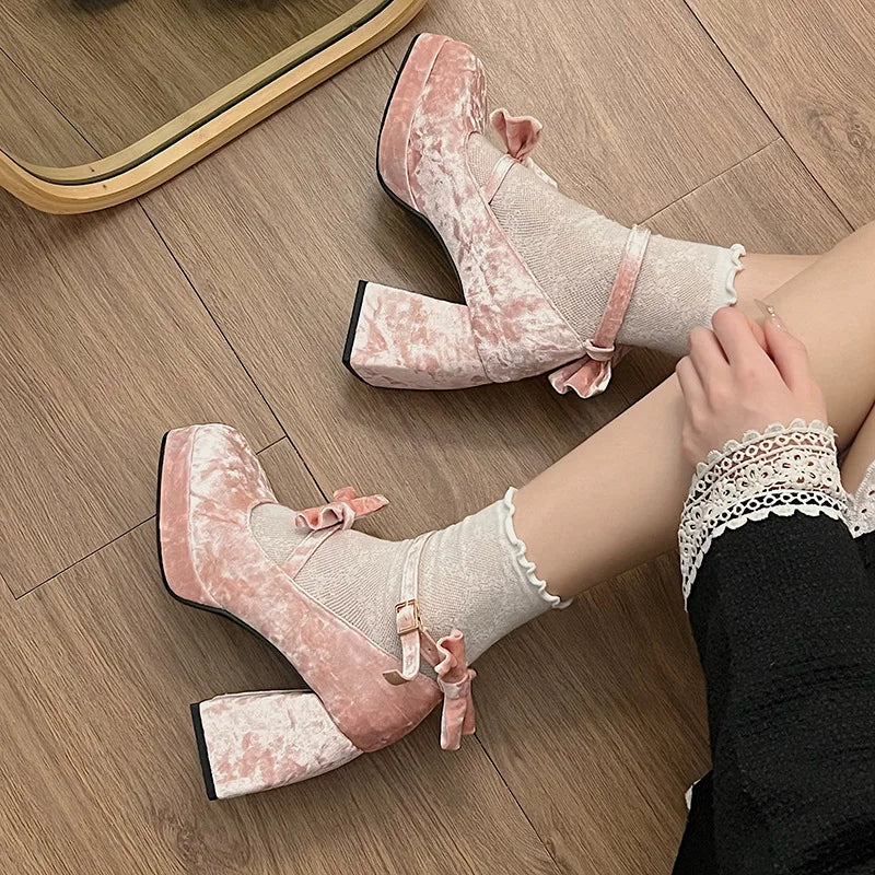 LIZAKOSHT  -  New Elegant Mary Jane High Heels Female Japanese Style Sweet Pink Cute Platform Shoes for Women Fashion Ladies Pumps chic