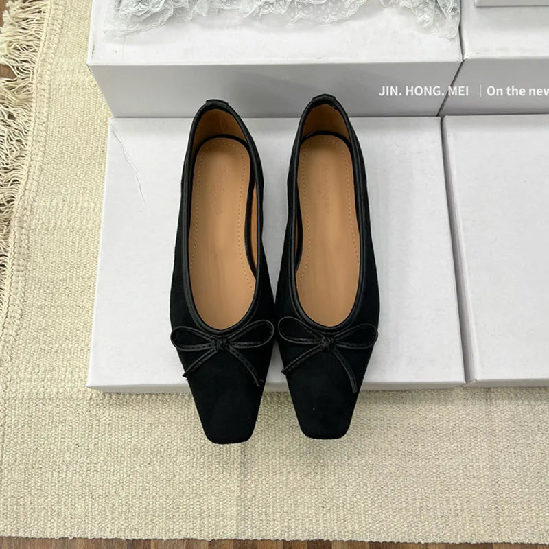 LIZAKOSHT  -  Female Flats Shoes Women Classics Casual Loafer Fashion Square Toe Soft Heel Design Bow Knot 2025 Spring Leopard Print Ballerina