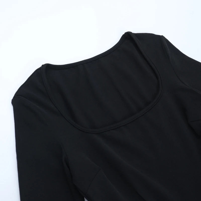 LIZAKOSHT  -  Classic Black Princess Fluffy Dress For Women Elegant Crew Neck Long-sleeved High Waist Pleated Mini Gowns Party Streetwear