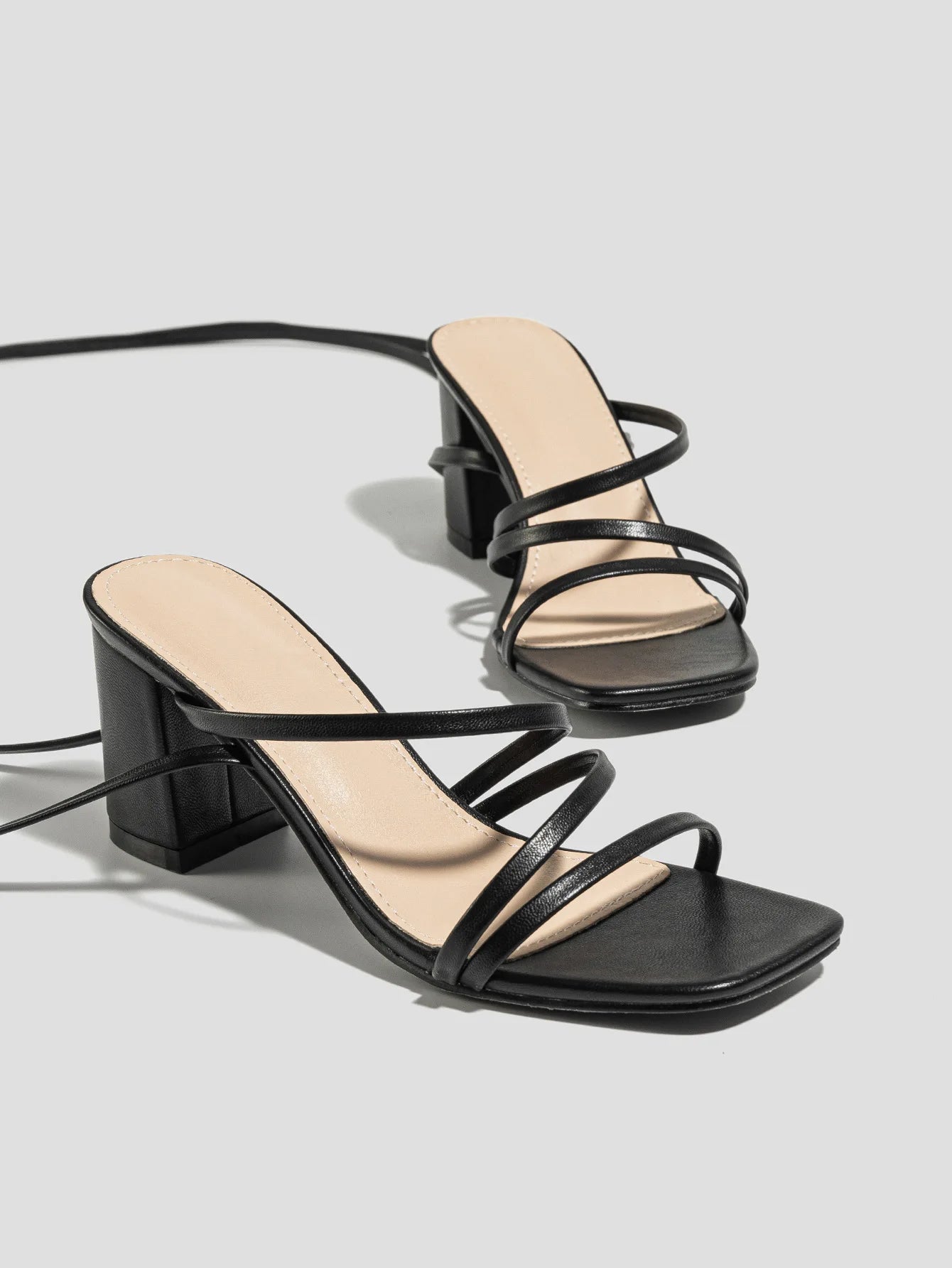 LIZAKOSHT  -  New Women's Square Toe Thin Strap Thick High Heel Cross Strap Sandals Women Shoes Platform Sandals