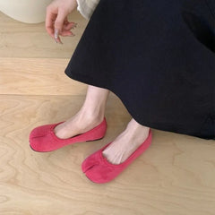 LIZAKOSHT  -  Women's Shoes Spring Split Toe Ballet Flats Fashion Causal Slip On Loafer Ladies Pleated Leather Espadrilles Zapatillas Mujer