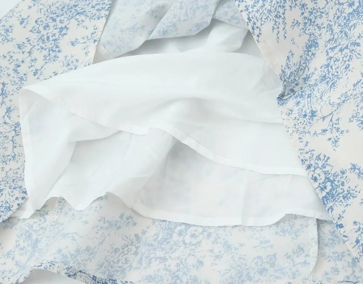 LIZAKOSHT  -  Floral Print Sling Short Dress For Women French Style Sexy Lace Up Bandage Back A-line Mini Dresses Summer 2025 New Holiday Robe