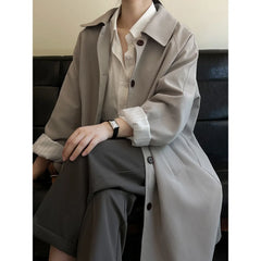 Loose Casual Style Women's Windbreaker Jacket Autumn New Arrival Versatile Mid-Length Coat Korean Fashion Outerwear