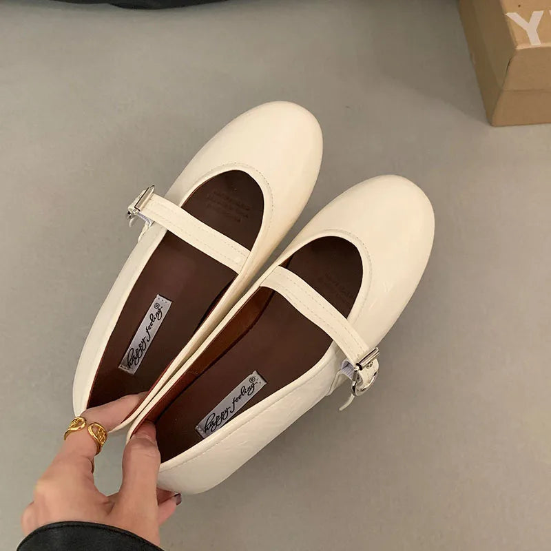 LIZAKOSHT  -  Spring Brand Women Flats Soft Leather Eelgant Dress Shoes Round Toe Shallow Slip On Ladies Casual Ballet Shoes New Woman