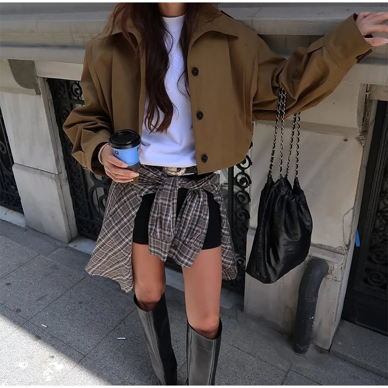 LIZAKOSHT  -  Lapel Single Breasted Loose Windbreaker Women Solid Oversized Jackets 2025 New Fashion Casual Autumn Chic High Street Outerwear