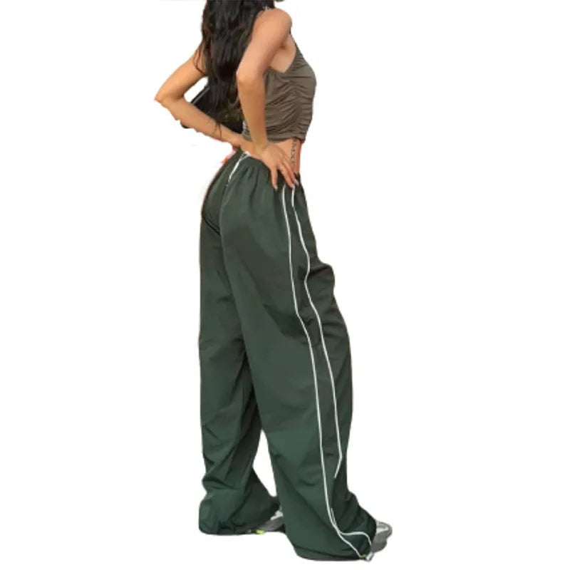 LIZAKOSHT  -  Fashion Vintage Baggy Cargo Pants for Women Y2K Drawstring Elastic Low Waist Parachute Pants Sweatpants Loose Hippie Pant